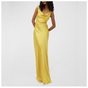 NWD Veronica Beard Sanderson Silk Satin Cowlneck Maxi Dress Gown Sz 2 Yellow